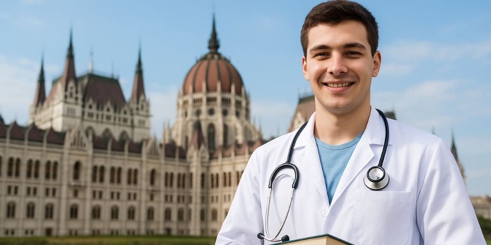 طالب طب يدرس في هنغاريا أمام إحدى الجامعات الشهيرة
