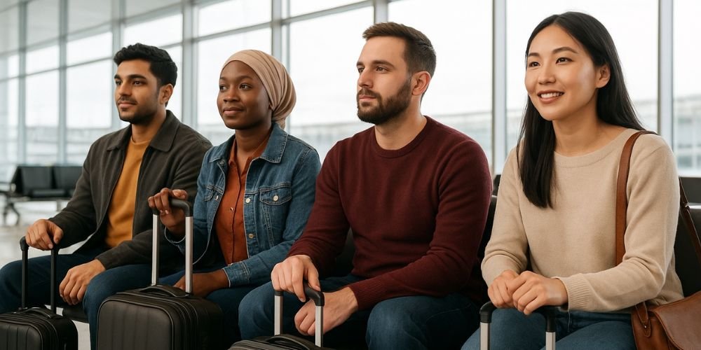 مجموعة من اللاجئين من جنسيات متعددة يستعدون للسفر إلى كندا لطلب اللجوء